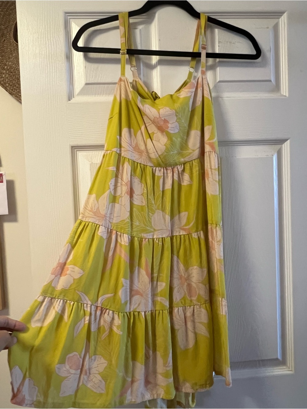 Yellow Floral Tiered Mini Dress